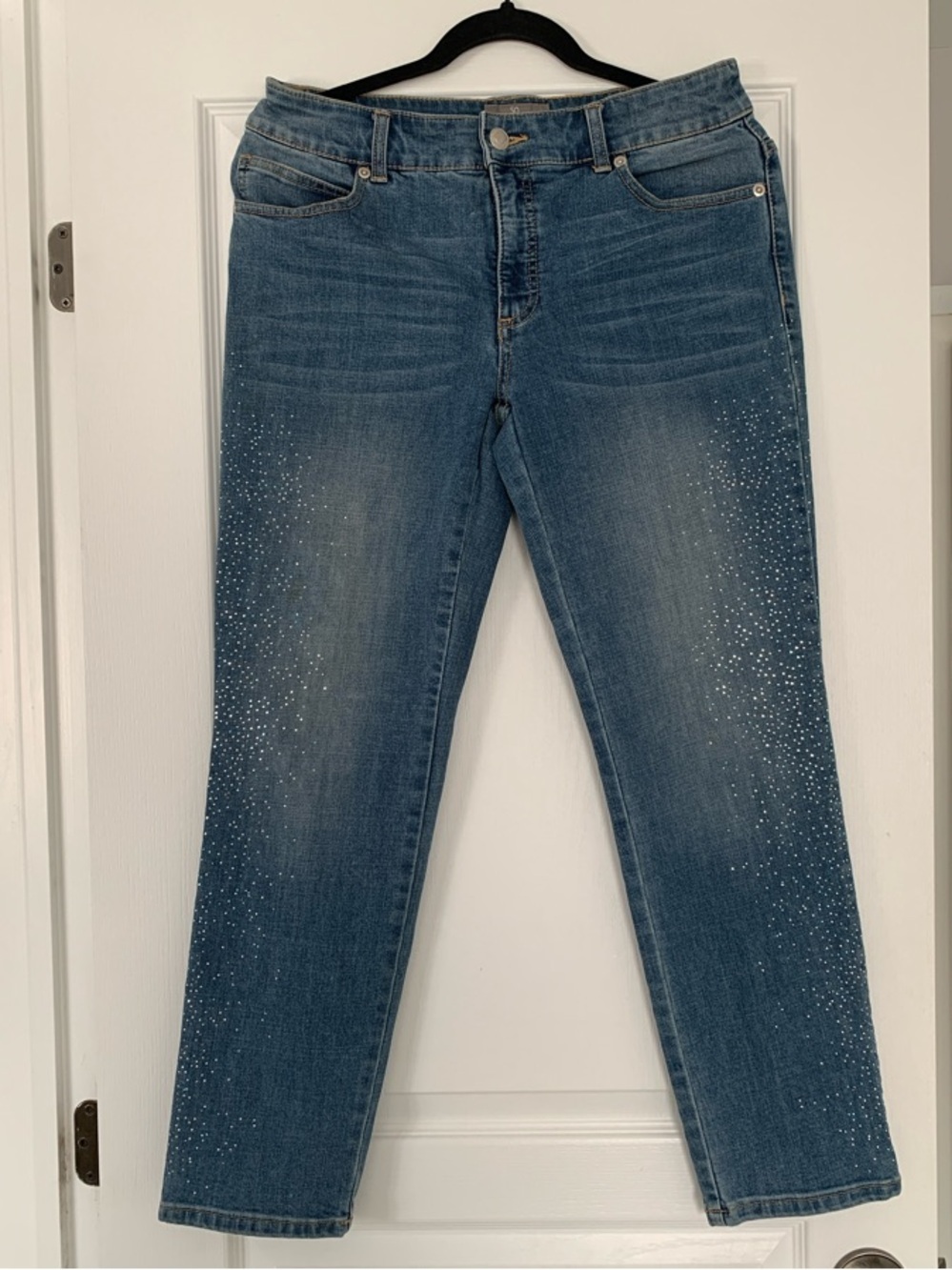 Chico's SO Slimming Straight-Leg Jeans with Rhinestone Detail - Blue